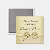 Luxus Gold Ribbon Damask Save the Date Magnet (Vorderseite/Rückseite)