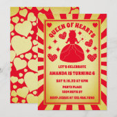 Luxus Gold Rote Königin des Herzens Geburtstag Einladung (Vorne/Hinten)