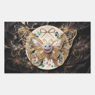 Luxus-Gold-Schmetterling-Danke-Aufkleber   Elegant Rechteckiger Aufkleber