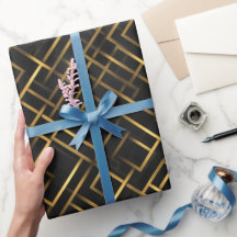 Luxus Gold Schwarz Diamant geometrisches Muster
