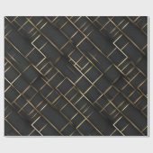 Luxus Gold Schwarz Diamant Geometrisches Muster Geschenkpapier (Flach)