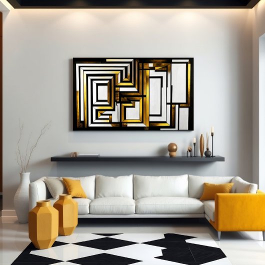 Luxus Gold Schwarz Geometrischer Deco Poster