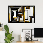 Luxus Gold Schwarz Geometrischer Deco Poster (Heimbüro)