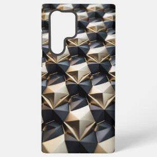 Luxus Gold Schwarz Geometrisches 3D-Muster Samsung Galaxy Hülle