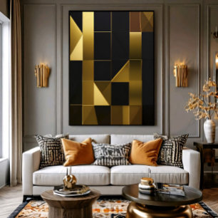 Luxus Gold Schwarz Geometrisches Mosaik Poster