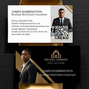 Luxus-Gold & Schwarz Immobilienmakler-Foto-Logo Visitenkarte