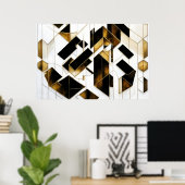 Luxus Gold Schwarz Marmor Abstrakt Poster (Heimbüro)