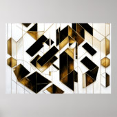 Luxus Gold Schwarz Marmor Abstrakt Poster (Vorne)