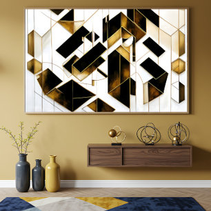 Luxus Gold Schwarz Marmor Abstrakt Poster