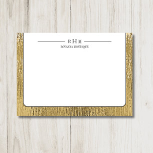 Luxus Gold Schwarz Textur Lined Name Drei Initiale Mitteilungskarte