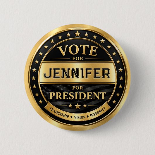 Luxus Gold Schwarze Kampagne Button (Vorderseite)