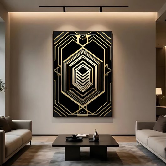 Luxus Gold Schwarzes geometrisches Schild