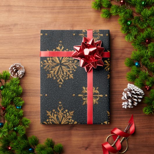 Luxus Gold Snowflake Wrapping Paper Geschenkpapier (Feiertagsgeschenk)