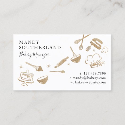 Luxus Gold Sparkle Bakers Handmixer Visitenkarte (Rückseite)