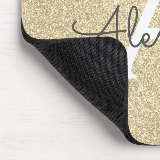 Luxus Gold Sparkle Glitzer Monogram Name Mousepad (Ecke)