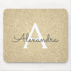 Luxus Gold Sparkle Glitzer Monogram Name Mousepad