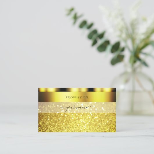 Luxus Gold Sparkling Glitzer Glamour Golden Visitenkarte (Stehend Vorderseite)
