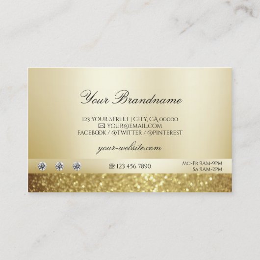 Luxus Gold Sparkling Glitzer mit Logo Modern Visitenkarte (Rückseite)