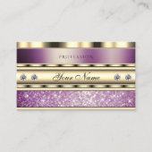 Luxus Gold Sparkling Lila Glitzer mit Diamanten Visitenkarte (Vorderseite)