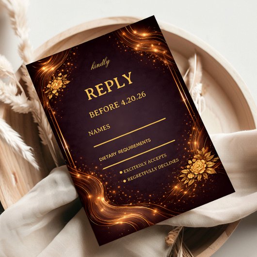 Luxus-Gold-Sparkling-Welle RSVP Karte