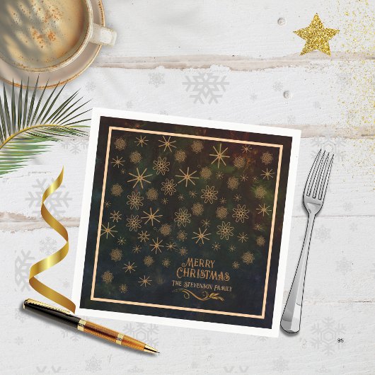 Luxus Gold Star & Snowflake Weihnachtsessen Serviette
