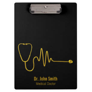 Luxus-Gold-Stethoskop EKG-Welle EKG-Linie Medizin  Klemmbrett