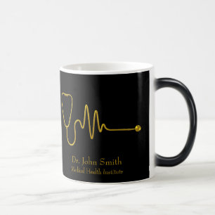 Luxus-Gold-Stethoskop EKG-Welle EKG-Linie Medizin Verwandlungstasse