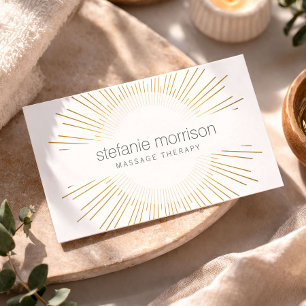 Luxus Gold Sunburst Massage-Therapeut-Logo Visitenkarte