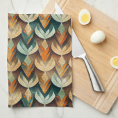 Luxus-Gold-Teal-Art-Deco-Abstraktes-Muster Geschirrtuch (Viertel Falte)