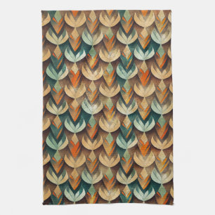 Luxus-Gold-Teal-Art-Deco-Abstraktes-Muster Geschirrtuch