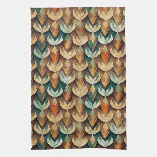 Luxus-Gold-Teal-Art-Deco-Abstraktes-Muster Geschirrtuch (Vertikal)