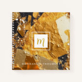 Luxus Gold Teller Sparkle Monogram Square Notizblock (Vorderseite)