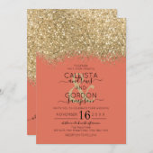 Luxus Gold Terracotta Glitzer Confetti Wedding Einladung (Vorne/Hinten)