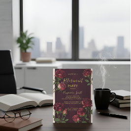 Luxus Gold Text Dunkle Holzrose Ruhestands Einladu Einladung