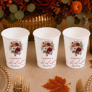 Luxus gold tiefrot herbstliche Brautparty-Papierbe Pappbecher