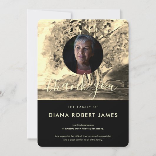 Luxus Gold Trees Landscape Foto Beileid Dankeskarte (Vorderseite)