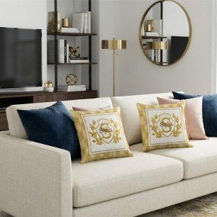 Luxus-Gold-Tufted-Monogramm-Wappen mit individuell Kissen