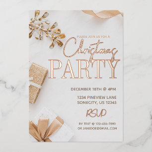Luxus Gold Typografie Weihnachts-Party Folieneinladung