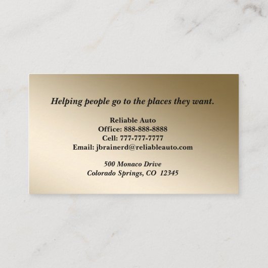 Luxus Gold und Black Auto Visitenkarte (Rückseite)