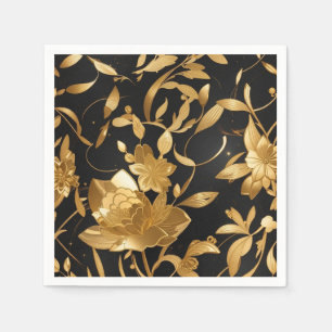 Luxus Gold und Black Floral Serviette