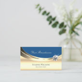 Luxus Gold und Blau mit Foto Sparkling Diamond Visitenkarte (Stehend Vorderseite)