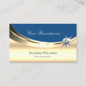 Luxus Gold und Blau mit Foto Sparkling Diamond Visitenkarte (Vorderseite)
