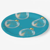 Luxus Gold und Blauer Weihnachten Pappteller (Schrägansicht)