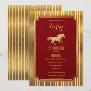 Luxus Gold- und Burgunderrot Art Deco Derby Brauts Einladung