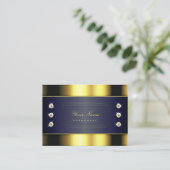 Luxus Gold und Dunkelblau glänzen mit Diamanten Visitenkarte (Stehend Vorderseite)