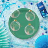 Luxus Gold und grüne Weihnachten Pappteller (Party)