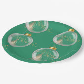 Luxus Gold und grüne Weihnachten Pappteller (Schrägansicht)