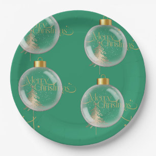 Luxus Gold und grüne Weihnachten Pappteller