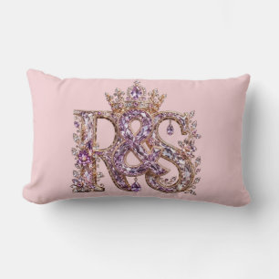 Luxus-Gold- und Kristall-RS-Monogramm Lendenkissen
