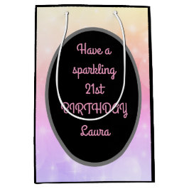 Luxus Gold und Pink Personalisiert 21. Geburtstag Mittlere Geschenktüte